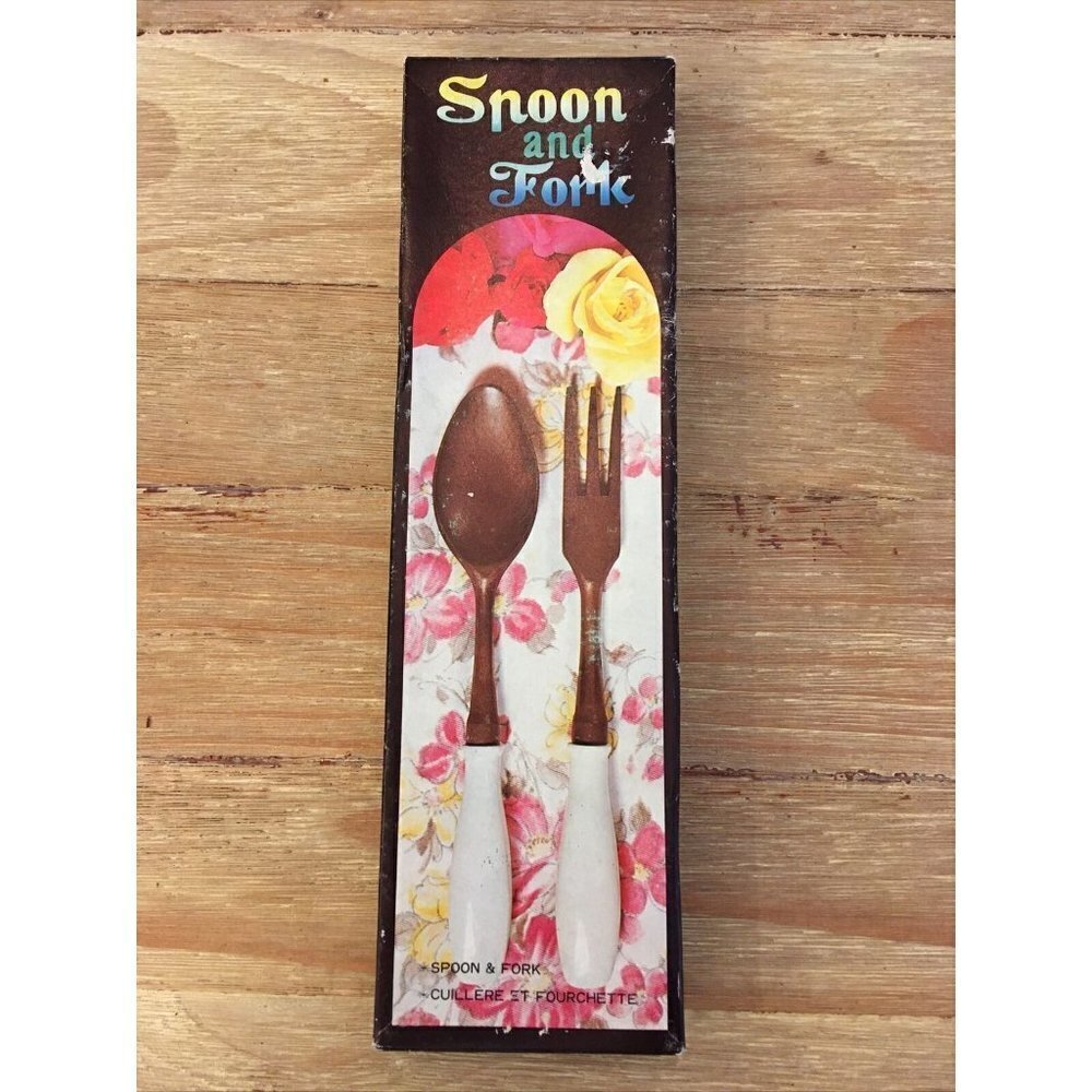 Vtg HAKUSAN JAPAN Great Smoky Mountains Souvenir Salad Spoon & Fork Set - In Box